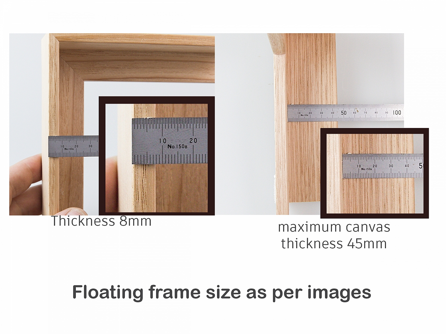 RAW OAK Timber Floating Frame, Shadow Box Frame, DIY Canvas kit, per meter | canv_floating_frame_v2_copy.jpg