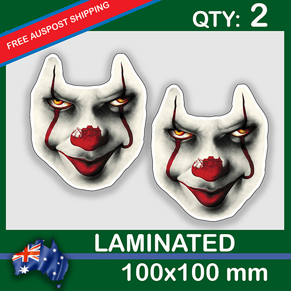 PENNYWISE CLOWN, QTY 2, DECAL STICKER (LAMINATED) Die Cut for Car ,Ute, Caravan, 4x4 | PENNYWISE_CLOWN.jpg