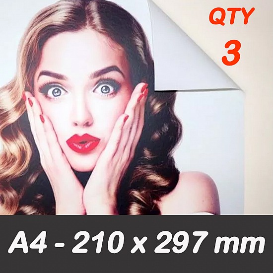 A4 - 210 x 297 mm Self-Adhesive Photo Satin Paper 240gsm QTY 3 - STANDARD SIZE