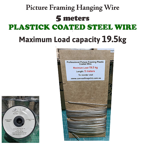 Picture Framing Hanging Plastic Coated Steel Wire 5m, Weight Load 19kg